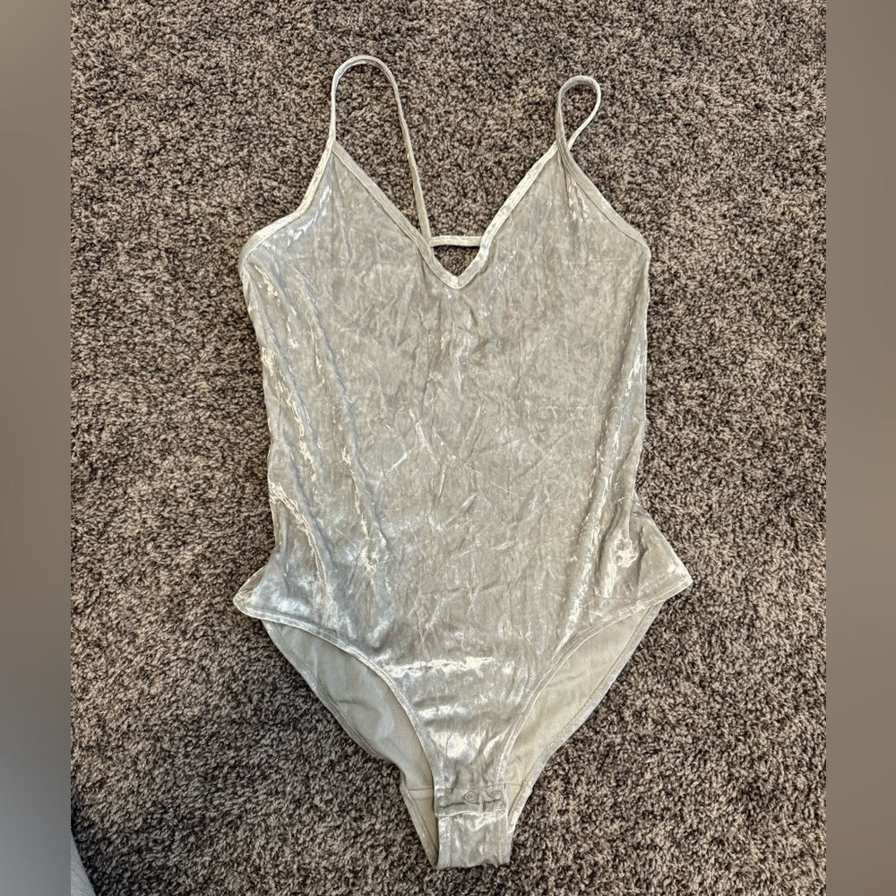 Flirtitude Crushed Velvet Strappy Bodysuit